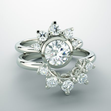 bezel set engagement ring, custom diamond engagement ring