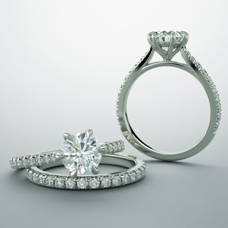 pave cut diamond engagement ring; custom diamond engagement ring in white gold philadelphia, pa