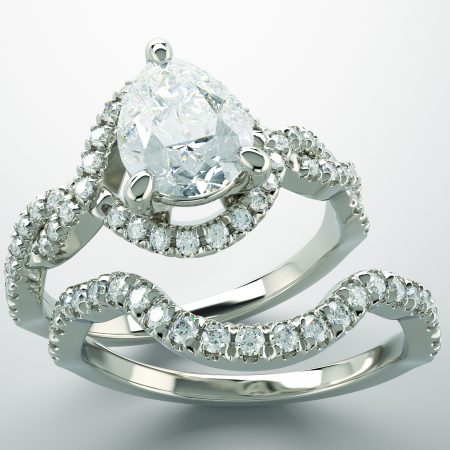 custom pear shape diamond engagement ring