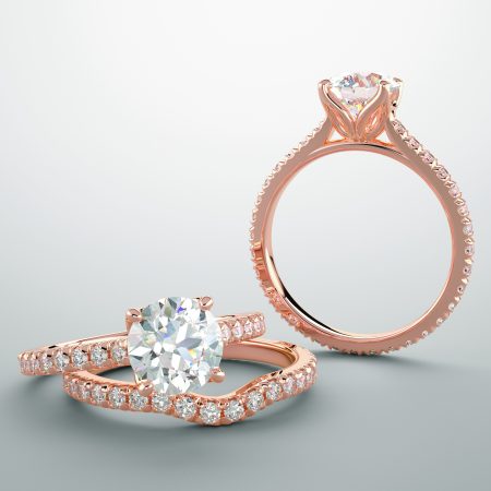 rose gold engagement ring, custom rose gold diamond engagement ring